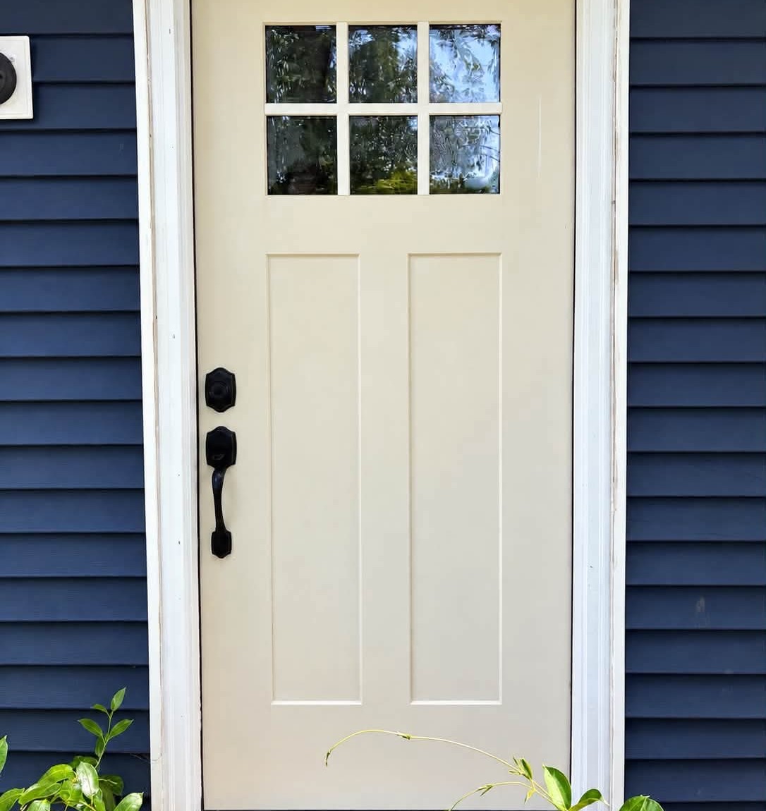 Primed: the door cleaned and primed